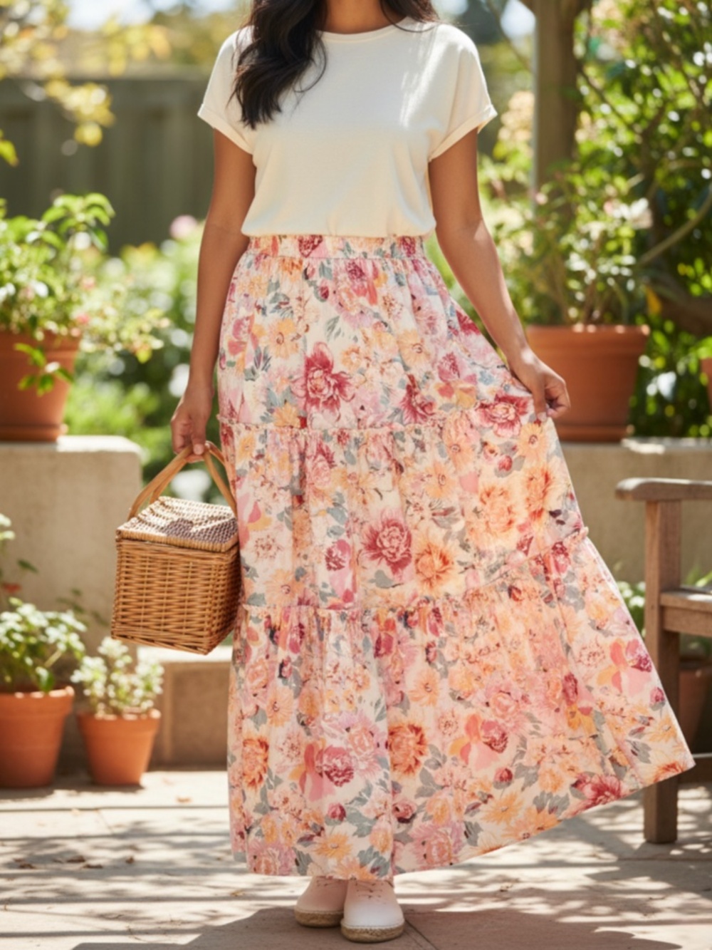 Floral Boho Maxi Skirt